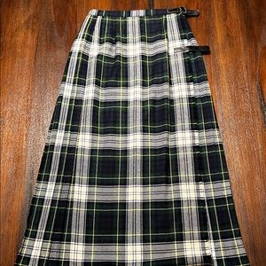Vintage W. Bill From Bond Street London, 50s wool long skirt green plaid
